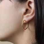 Bamboo Joint Hearings Gold Hoops Earrings Photo 5