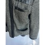 Jaclyn Smith  black &white Tweed quilted Leather button up moto jacket size small Photo 10