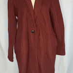 Rachel Zoe - Boiled Wool Coat Sz M Burnt Orange Collared Soft Open Long Sleeve Photo 0