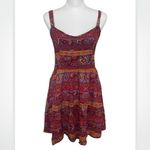 Forever 21  Red Paisley Smocked Abstract Tank Dress Large Photo 4