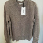 Ba&sh Keane Lace-Up Cuff Wool & Cotton Sweater, Tan, Size Small, DESIGNER, NWT Photo 0