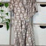 BCBGMAXAZRIA Satin flutter sleeve wrap dress tie dye BCBG Photo 0