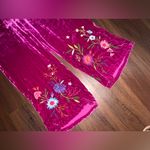 Johnny Was  Ulla Velvet floral pants elastic pink M embroidered fall casual $350 Photo 6