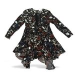 ALC Frank A.L.C. Cynthia Silk Black Floral Print Lace Round Neck Long Sleeve Dress 10 Photo 4