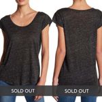 Joie 💕💕 Neyo Scoop Neck Cap Sleeve T-shirt 100% Linen ~ Dark Heather Grey Large Photo 4