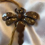 Vintage Enamel Dragonfly Necklace Brown Boho Nature Photo 3