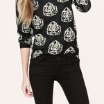 Loft  size large Rose Garden Sweater Pullover Black Photo 0