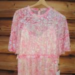 Mac Duggal 9148 Womens Pink Flounce Sleeve Floral Embellished Dress Photo 7