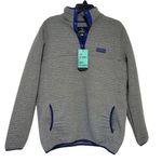 Simply Southern  Sweater Womens Large 1/4 Snap Pullover Gray Blue Ribbed Photo 0