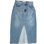 Altar'd State Altar’d State Light Wash Denim Midi Skirt Front Slit Size Medium NWT Boho Denim Photo 11