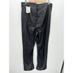 ZARA Black Faux Leather Flared Ankle Pants Slim Split High Rise Women14 NWT Photo 1