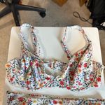 Time and Tru White Floral Bikini 2 Piece Bathing Suit High Waist Beach Pool‎ L Size L Photo 1