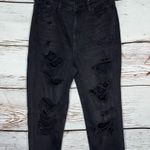 American Eagle NWT Size 10/30W Onyx Denim Distressed High Rise Strigid Mom Jeans Photo 1