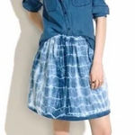 Madewell linen 6 Indigo Shibori blue Tie Dye Skirt Lined Photo 0