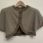 Vintage Mexx Cropped Short Sleeve Cardigan Women Medium Stripe Olive Green White Photo 0