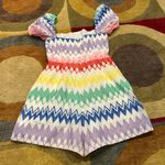 Yumi Kim Jillian Rainbow Romper Carnival Multicolor Chevron Square Neck Size 0 Photo 3