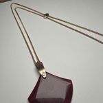 Kendra Scott  Aislinn Long Pendant Necklace “Maroon Agate” Rose Gold Tone Photo 2