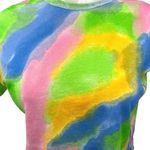 ZARA  Multicolor Tie Dye Crew Neck Short Sleeve Boxy Cropped Tee T-Shirt Top Sz S Photo 2
