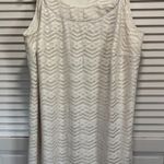 Tiana B. Cream/Silver Thread Crocheted Sleeveless Fringe Lined Slip Dress 16W Silver Size 16 Photo 0