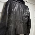 Banana Republic Black Leather Jacket with Faux Fur Collar Photo 6