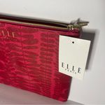 Elle  Vibrant Red Patterned Cosmetic Bag Photo 2