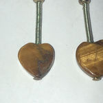 Heart Shaped Silver Tone Brown Tigers Eye Earrings Photo 2