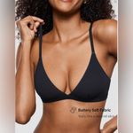 New! INLYRIC Black Inbarely Triangle Bralette Plunge Unlined Seamless Bra Size L Photo 2