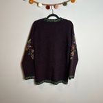 Vintage floral hand embroidered wool blend cardigan sweater Purple Photo 5