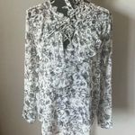 The Kooples  Women’s Ruffle shirt top blouse long sleeve floral metallic small Photo 3