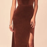 Azazie  Nereda Terracotta Velvet Corset Dress Size A18‎ Photo 0