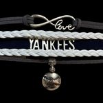 New York Yankees Ashley Bridget Blue & White Leather & Metal‎ Bracelets Set of 2 Photo 2