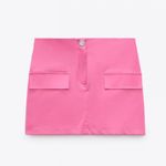 ZARA NWOT MINI SKIRT WITH FLAPS Rhinestone Button Bubble Gum Small Photo 5