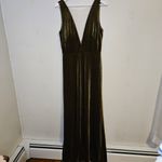 Jenny Yoo  Bridesmaid Dress Logan Elegant Velvet Evening Olive Green V-Neck Photo 1