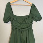 OPT Womens Green‎ Midi Dress Puff Sleeve Square Neck Party Cocktail Medium Green Photo 3