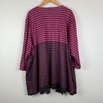 Catherines  Sweater Blouse Womens 4X Pink Black Striped 3/4 Sleeve Two-Fer Modern Photo 1