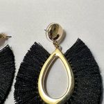 Loft Signed Gold Tone Dangle Drop Lot Of 2 Pierced Earrings Black Fringe Photo 3
