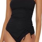 Becca  Women's Standard Modern Edge Bandeau Tankini, Swimsuit Tops, Black L NWT Photo 2