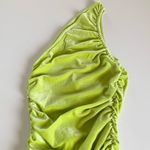 Nasty Gal  Lime Green Velvet Ruched Side One Shoulder Bodycon Mini Dress Size 6 Photo 7