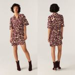 Ba&sh NEW  Groove Graphic Print Shirt Dress, Bordeaux Size 3/L Retail $295 Photo 1