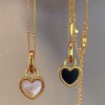Reversible Heart Necklace & Earrings Set Gold Photo 4