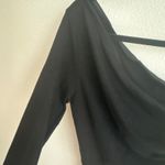 Black One Shoulder Long Sleeve Ruched Maxi Dress Slit Size M Photo 5