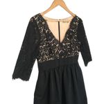 Eliza J Cocktail Skater Lace Faille Bodice Pocket Lined LBD Little Black Dress 6 Photo 3