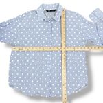 ZARA  Gauze‎ Embroidered Polka Dot Button Up Shirt Blue White Large Photo 9