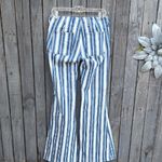 Free People  Blue and White Striped Straight Leg Jeans Photo 5