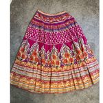 Women’s 100% Cotton Floral Tiered Maxi Skirt LARGE Pink Photo 1