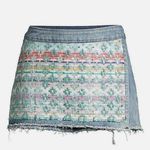 Ramy Brook Oliver Tweed Skort – Blue Aztec Western Design, Size 2, Raw Hem Photo 1