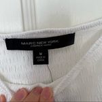 Marc New York  White Cotton Ruched Short Crochet Puff Sleeve Top Size Medium NWT Photo 2