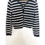 J.Crew Emilie Sweater Lady Jacket in Black Ivory Stripe Knit Cardigan Medium Photo 9
