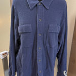 PINK - Victoria's Secret Victorias Secret PINK Button‎ Down Sherpa Fleece Shirt Jacket Blue Navy Oversize Photo 0