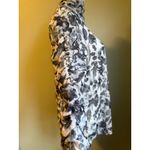 Susan Graver  Floral Print Mock Ruched Sleeve Top m black boho whimsi Victorian Photo 2